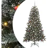 Image de vidaXL Sapin de Noël Artificiel Vert 180 cm PVC, Plastique et Acier, Arbre de Noël Moderne, en cône, lumières LED, déco écolo, Affichage saisonnier, intérieur-extérieur, PVC