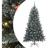 Image de vidaXL Sapin de Noël Artificiel Vert 180 cm PVC, Plastique et Acier, Arbre de Noël Moderne, en cône, lumières LED, déco écolo, Affichage saisonnier, intérieur-extérieur, PVC