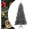 Image de vidaXL Sapin de Noël Artificiel Vert 240 cm PVC, Plastique et Acier, Arbre de Noël Moderne, en cône, lumières LED, déco écolo, Affichage saisonnier, intérieur-extérieur, PVC