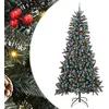 Image de vidaXL Sapin de Noël Artificiel Vert 240 cm PVC, Plastique et Acier, Arbre de Noël Moderne, en cône, lumières LED, déco écolo, Affichage saisonnier, intérieur-extérieur, PVC