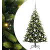 Image de vidaXL Arbre de Noël Artificiel à charnières 150 LED Vert 120 cm, Déco Salon, Sapin de Noël Moderne, Ornement PVC pour célébrations festives en intérieur et extérieur