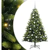 Image de vidaXL Arbre de Noël Artificiel à charnières 150 LED Vert 120 cm, Déco Salon, Sapin de Noël Moderne, Ornement PVC pour célébrations festives en intérieur et extérieur