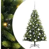 Image de vidaXL Arbre de Noël Artificiel à charnières 150 LED Vert 120 cm, Déco Salon, Sapin de Noël Moderne, Ornement PVC pour célébrations festives en intérieur et extérieur