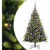 Image de vidaXL Arbre de Noël Artificiel à charnières 150 LED Vert 120 cm, Déco Salon, Sapin de Noël Moderne, Ornement PVC pour célébrations festives en intérieur et extérieur