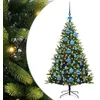 Image de vidaXL Arbre de Noël Artificiel à charnières 150 LED Vert 120 cm, Déco Salon, Sapin de Noël Moderne, Ornement PVC pour célébrations festives en intérieur et extérieur