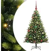 Image de vidaXL Arbre de Noël Artificiel à charnières 150 LED Vert 120 cm, Déco Salon, Sapin de Noël Moderne, Ornement PVC pour célébrations festives en intérieur et extérieur
