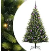 Image de vidaXL Arbre de Noël Artificiel à charnières 150 LED Vert 150 cm, Déco Salon, Sapin de Noël Moderne, Ornement PVC pour célébrations festives en intérieur et extérieur