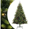 Image de vidaXL Sapin de Noël Artificiel à Charnières 300 LEDs Vert 210 cm, Salon, Sapin de Noël LED Moderne, déco Festive, Arbre Artificiel pour l'hiver, Ambiance chaleureuse
