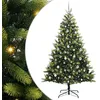 Image de vidaXL Sapin de Noël Artificiel À Charnières 300 LEDs Vert 210 cm, Salon, Sapin de Noël LED Moderne, déco Festive, Arbre Artificiel pour l'hiver, Ambiance chaleureuse