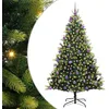 Image de vidaXL Sapin de Noël Artificiel Articulé 300 LEDs Vert 210 cm, Salon, Sapin de Noël LED Moderne, déco Festive, Arbre Artificiel pour l'hiver, Ambiance chaleureuse