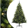 Image de vidaXL Sapin de Noël Artificiel à Charnières 300 LEDs Vert 240 cm, Salon, Sapin de Noël LED Moderne, déco Festive, Arbre Artificiel pour l'hiver, Ambiance chaleureuse