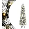 Image de vidaXL Sapin de Noël Artificiel Blanc 180 cm PVC, métal et Plastique, Arbre de Noël Artificiel, en Forme de cône, alimenté par USB, éclairé par LED, déco Moderne pour Les fêtes
