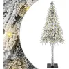 Image de vidaXL Sapin de Noël avec 300 LED Blanc 210 cm PE et Acier, Décoration de Noël en cône Moderne, Sapin enneigé pour Salon, déco intérieure/extérieur réutilisable