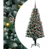 Image de vidaXL Sapin de Noël Artificiel Vert 150 cm PVC, Acier et Plastique, Arbre de Noël Moderne, en Forme de cône, Ornement Durable, pièce maîtresse Festive, déco saisonnière
