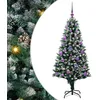 Image de vidaXL Sapin de Noël Artificiel Vert 150 cm PVC, Acier et Plastique, Arbre de Noël Moderne, en Forme de cône, Ornement Durable, pièce maîtresse Festive, déco saisonnière