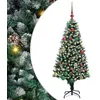 Image de vidaXL Sapin de Noël Artificiel Vert 150 cm PVC, Acier et Plastique, Arbre de Noël Moderne, en Forme de cône, Ornement Durable, pièce maîtresse Festive, déco saisonnière