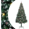 Image de vidaXL Sapin de Noël Artificiel Vert 240 cm PVC, Acier et Plastique, Arbre de Noël Moderne, en Forme de cône, Ornement Durable, pièce maîtresse Festive, déco saisonnière