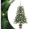 Image de vidaXL Sapin de Noël avec 150 LED avec Support Vert 90 cm PE, Arbre de Noël Moderne en cône, déco Lumineuse LED, Durable pour Un Salon Festif, déco de fête