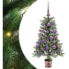 Image de vidaXL Sapin de Noël avec 150 LED avec Support Vert 90 cm PE, Arbre de Noël Moderne en cône, déco Lumineuse LED, Durable pour Un Salon Festif, déco de fête