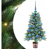 Image de vidaXL Sapin de Noël avec 150 LED avec Support Vert 90 cm PE, Arbre de Noël Moderne en cône, déco Lumineuse LED, Durable pour Un Salon Festif, déco de fête