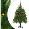 Image de vidaXL Sapin de Noël avec 150 LED avec Support Vert 120 cm PE, Arbre de Noël Moderne en cône, déco Lumineuse LED, Durable pour Un Salon Festif, déco de fête
