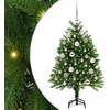 Image de vidaXL Sapin de Noël avec 150 LED avec Support Vert 120 cm PE, Arbre de Noël LED Moderne, en Forme de cône, déco Festive pour Salon, résistant et Toujours Vert