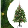 Image de vidaXL Sapin de Noël avec 150 LED avec Support Vert 120 cm PE, Arbre de Noël Moderne en cône, déco Lumineuse LED, Durable pour Un Salon Festif, déco de fête