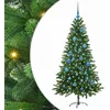 Image de vidaXL Sapin de Noël avec 150 LED avec Support Vert 150 cm PE, Arbre de Noël Moderne en cône, déco Lumineuse LED, Durable pour Un Salon Festif, déco de fête