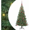 Image de vidaXL Sapin de Noël avec 150 LED avec Support Vert 120 cm PVC, Arbre Moderne Minimaliste, déco LED, Ambiance Festive Indoor, décor en Forme de cône, lumière chaleureuse