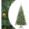 Image de vidaXL Sapin de Noël avec 150 LED avec Support Vert 120 cm PVC, Arbre Moderne Minimaliste, déco LED, Ambiance Festive Indoor, décor en Forme de cône, lumière chaleureuse