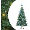 Image de vidaXL Sapin de Noël avec 150 LED avec Support Vert 120 cm PVC, Sapin de Noël Moderne, Ornement Festif Artificiel, déco intérieure, lumières LED Chaleureuses, Affichage Minimaliste