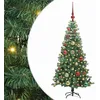 Image de vidaXL Sapin de Noël avec 150 LED avec Support Vert 120 cm PVC, Arbre Moderne Minimaliste, déco LED, Ambiance Festive Indoor, décor en Forme de cône, lumière chaleureuse