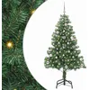 Image de vidaXL Sapin de Noël avec 150 LED avec Support Vert 150 cm PVC, Sapin de Noël Moderne, Ornement Festif Artificiel, déco intérieure, lumières LED Chaleureuses, Affichage Minimaliste