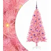 Image de vidaXL Sapin de Noël avec 150 LED avec Support Rose 150 cm PVC, Salon, Arbre de Noël Moderne, Décor saisonnier, Ornement Festif, Lumières LED Chaudes, Affichage intérieur