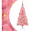 Image de vidaXL Sapin de Noël avec 150 LED avec Support Rose 150 cm PVC, Salon, Arbre de Noël Moderne, Décor saisonnier, Ornement Festif, Lumières LED Chaudes, Affichage intérieur
