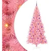 Image de vidaXL Sapin de Noël avec 300 LED avec Support Rose 180 cm PVC, Salon, Arbre de Noël Moderne, Décor saisonnier, Ornement Festif, Lumières LED Chaudes, Affichage intérieur