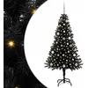 Image de vidaXL Sapin de Noël avec 150 LED avec Support Noir 150 cm PVC, Salon, Arbre de Noël Moderne, Décor saisonnier, Ornement Festif, Lumières LED Chaudes, Affichage intérieur