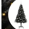 Image de vidaXL Sapin de Noël avec 150 LED avec Support Noir 150 cm PVC, Sapin de Noël Moderne, Ornement Festif Artificiel, déco intérieure, lumières LED Chaleureuses, Affichage Minimaliste