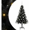 Image de vidaXL Sapin de Noël avec 150 LED avec Support Noir 150 cm PVC, Sapin de Noël Moderne, Ornement Festif Artificiel, déco intérieure, lumières LED Chaleureuses, Affichage Minimaliste