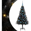Image de vidaXL Sapin de Noël avec 150 LED avec Support Noir 150 cm PVC, Sapin de Noël Moderne, Ornement Festif Artificiel, déco intérieure, lumières LED Chaleureuses, Affichage Minimaliste