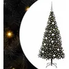 Image de vidaXL Sapin de Noël avec 300 LED avec Support Noir 180 cm PVC, Sapin de Noël Moderne, Ornement Festif Artificiel, déco intérieure, lumières LED Chaleureuses, Affichage Minimaliste