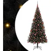 Image de vidaXL Sapin de Noël avec 300 LED avec Support Noir 180 cm PVC, Salon, Arbre de Noël Moderne, Décor saisonnier, Ornement Festif, Lumières LED Chaudes, Affichage intérieur