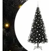 Image de vidaXL Sapin de Noël avec 300 LED avec Support Noir 180 cm PVC, Salon, Arbre de Noël Moderne, Décor saisonnier, Ornement Festif, Lumières LED Chaudes, Affichage intérieur