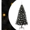 Image de vidaXL Sapin de Noël avec 300 LED avec Support Noir 180 cm PVC, Sapin de Noël Moderne, Ornement Festif Artificiel, déco intérieure, lumières LED Chaleureuses, Affichage Minimaliste