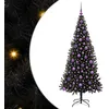 Image de vidaXL Sapin de Noël avec 300 LED avec Support Noir 180 cm PVC, Salon, Arbre de Noël Moderne, Décor saisonnier, Ornement Festif, Lumières LED Chaudes, Affichage intérieur