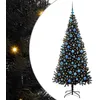 Image de vidaXL Sapin de Noël avec 300 LED avec Support Noir 180 cm PVC, Salon, Arbre de Noël Moderne, Décor saisonnier, Ornement Festif, Lumières LED Chaudes, Affichage intérieur