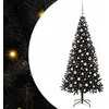 Image de vidaXL Sapin de Noël avec 300 LED avec Support Noir 210 cm PVC, Salon, Arbre de Noël Moderne, Décor saisonnier, Ornement Festif, Lumières LED Chaudes, Affichage intérieur