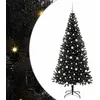 Image de vidaXL Sapin de Noël avec 300 LED avec Support Noir 210 cm PVC, Salon, Arbre de Noël Moderne, Décor saisonnier, Ornement Festif, Lumières LED Chaudes, Affichage intérieur