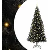 Image de vidaXL Sapin de Noël avec 300 LED avec Support Noir 210 cm PVC, Sapin de Noël Moderne, Ornement Festif Artificiel, déco intérieure, lumières LED Chaleureuses, Affichage Minimaliste