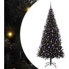 Image de vidaXL Sapin de Noël avec 300 LED avec Support Noir 210 cm PVC, Arbre Moderne Minimaliste, déco LED, Ambiance Festive Indoor, décor en Forme de cône, lumière chaleureuse